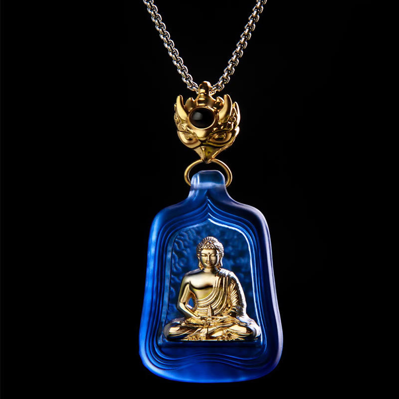 Nimara Ritual Tibetan Medicine Buddha Liuli Crystal Compassion Serenity Necklace Pendant