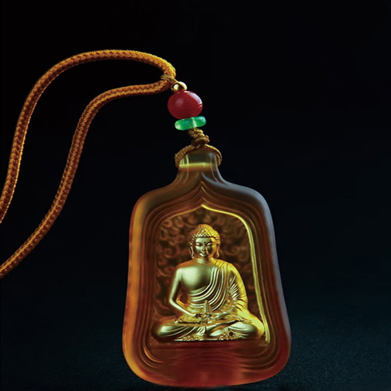 Nimara Ritual Tibetan Medicine Buddha Liuli Crystal Compassion Serenity Necklace Pendant