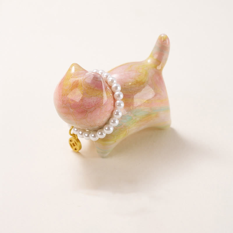 Nimara Ritual Sandalwood Lucky Mini Cat Lacquer Craft Healing Decoration Random Color(Blind Box)