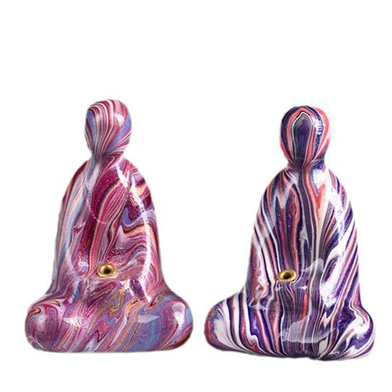 Nimara Ritual Mini Formless Buddha Ebony Wood Lacquer Craft Peace Incense Stick Holder Decoration