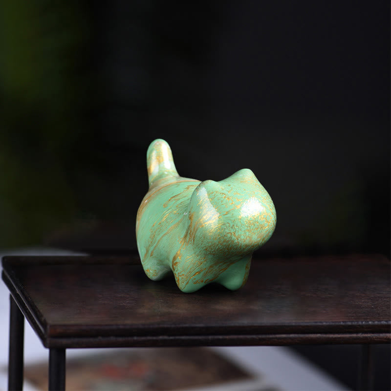 Nimara Ritual Mini Lovely Cat Ebony Wood Lacquer Craft Peace Decoration