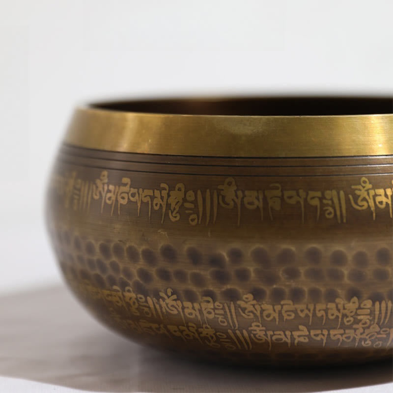 Nimara Ritual Handmade Singing Bowl Scripture Sanskrit Pattern for Healing and Meditation Sound Bowl Set