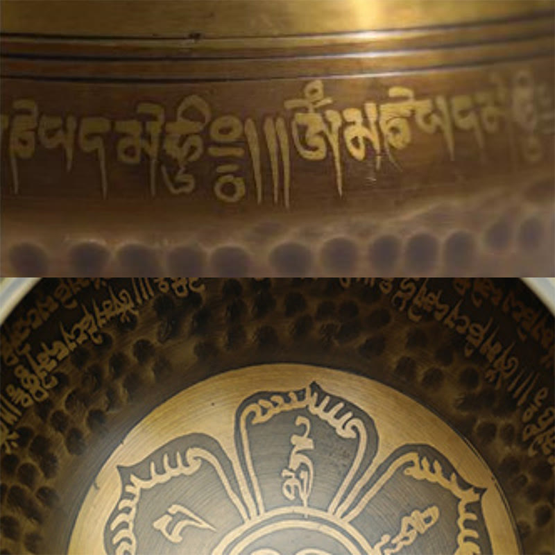 Nimara Ritual Handmade Singing Bowl Scripture Sanskrit Pattern for Healing and Meditation Sound Bowl Set