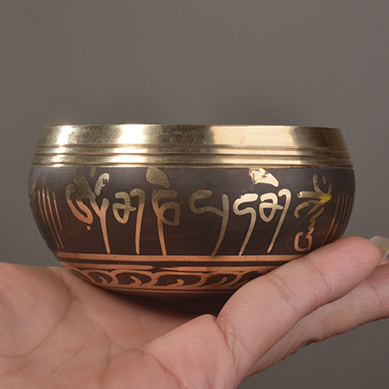 Nimara Ritual Handmade Singing Bowl Buddha Eyes Scripture Pattern for Healing and Meditation Sound Bowl Set