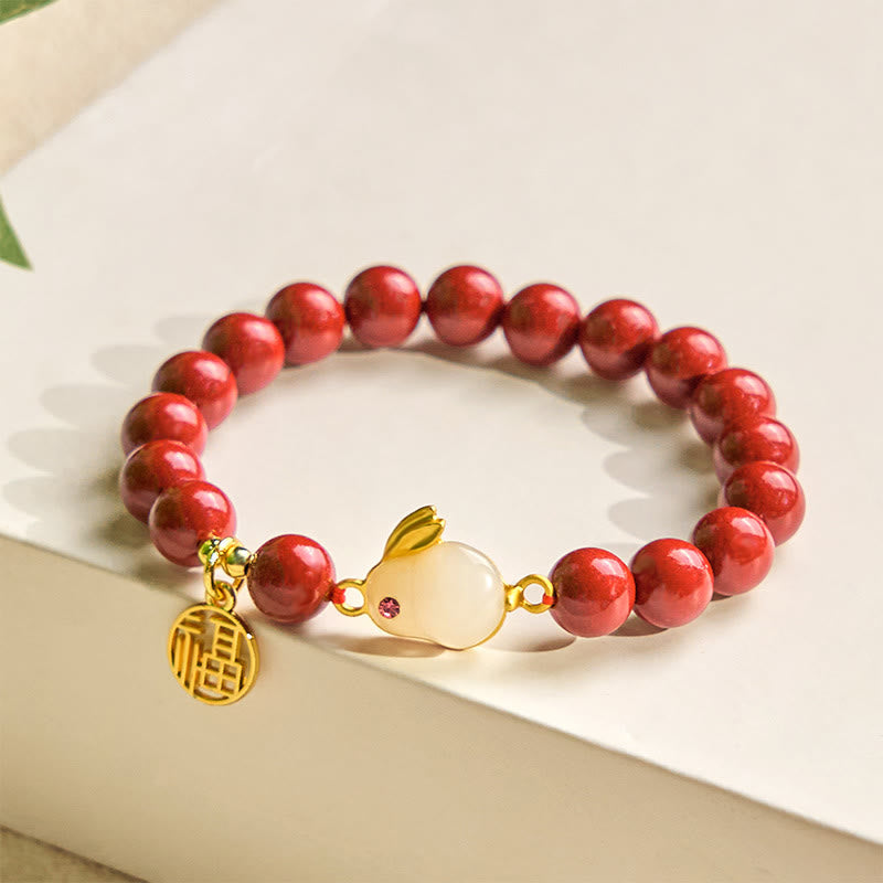 Nimara Ritual Cinnabar Rabbit Bunny Fu Character Blessing Bracelet