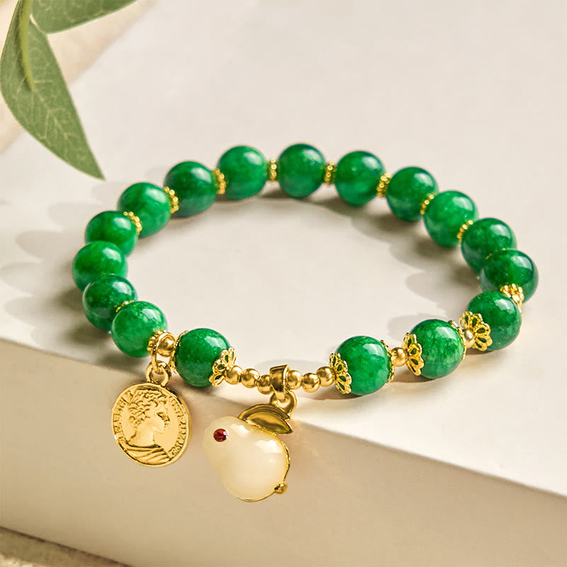 Nimara Ritual Green Calcite Lovely Rabbit Charm Clarity Bracelet