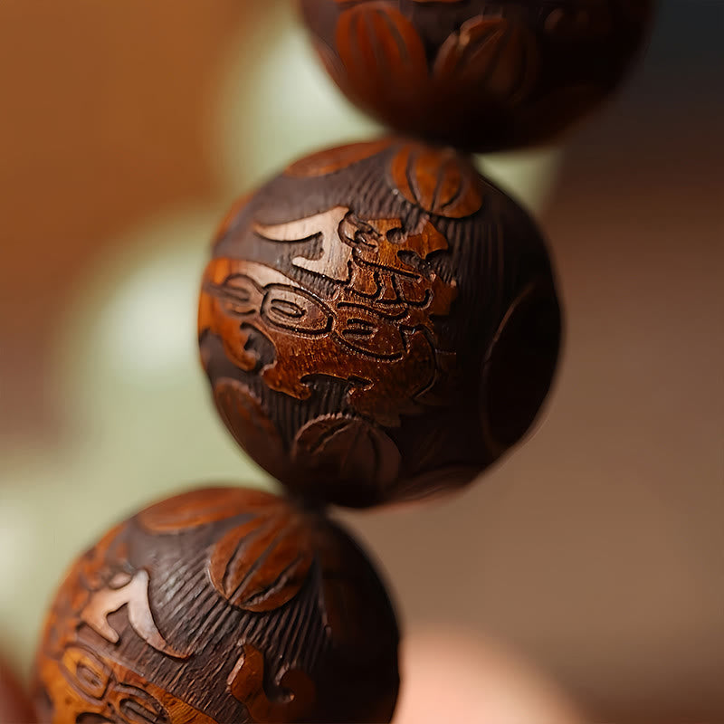 Nimara Ritual Sappan Wood Engraving Pixiu Fu Character Cure Bracelet
