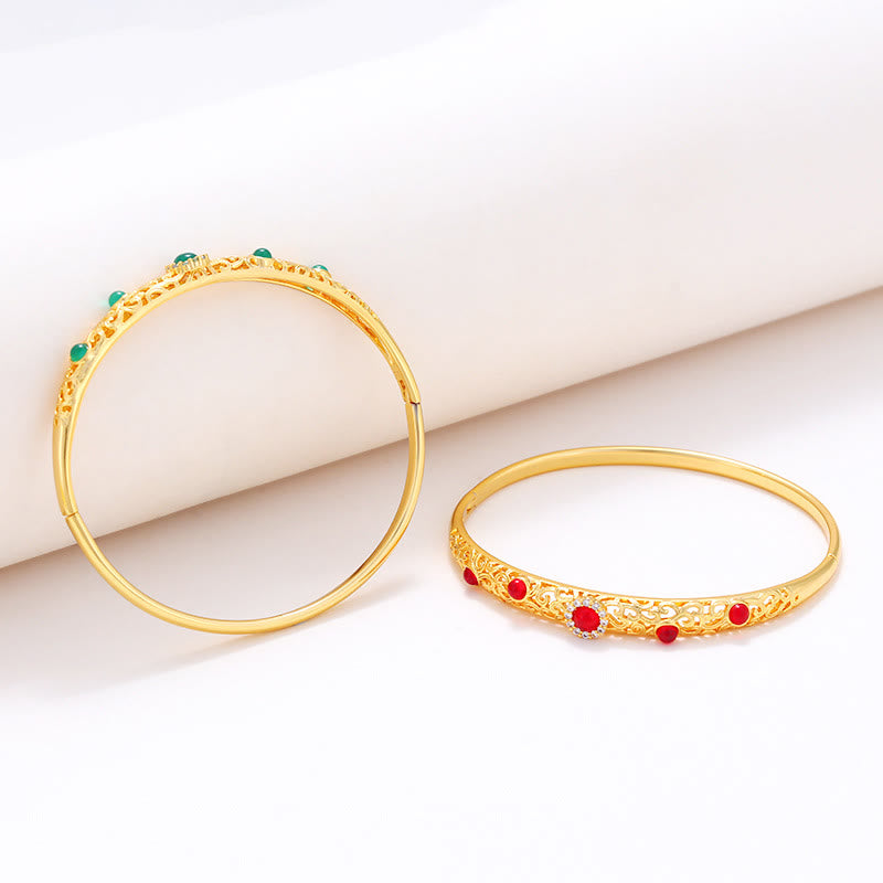 Nimara Ritual Vine Design Alloy Zircon Luck Bracelet Bangle