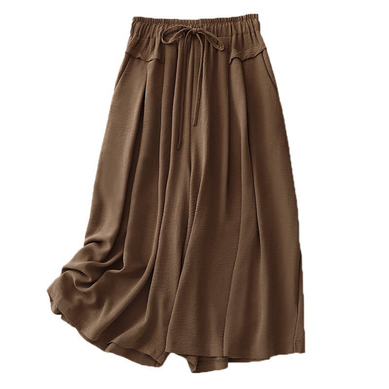 Nimara Ritual Causal Ethnic Simple Drawstring Design Women's Wide Leg Cropped Pants With Pockets