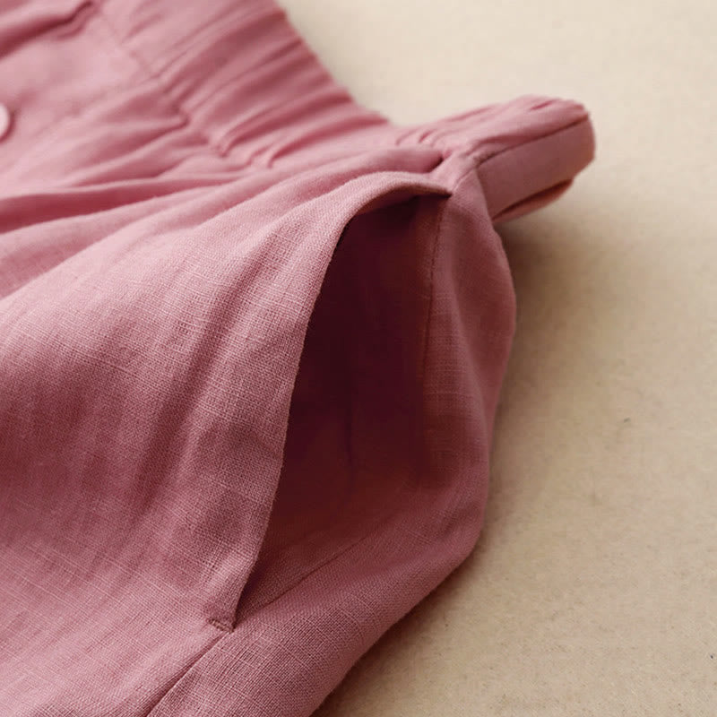 Nimara Ritual Summer 2pcs Plain Long Sleeve Shirt Top Shorts Meditation Clothing Women's Set With Pockets
