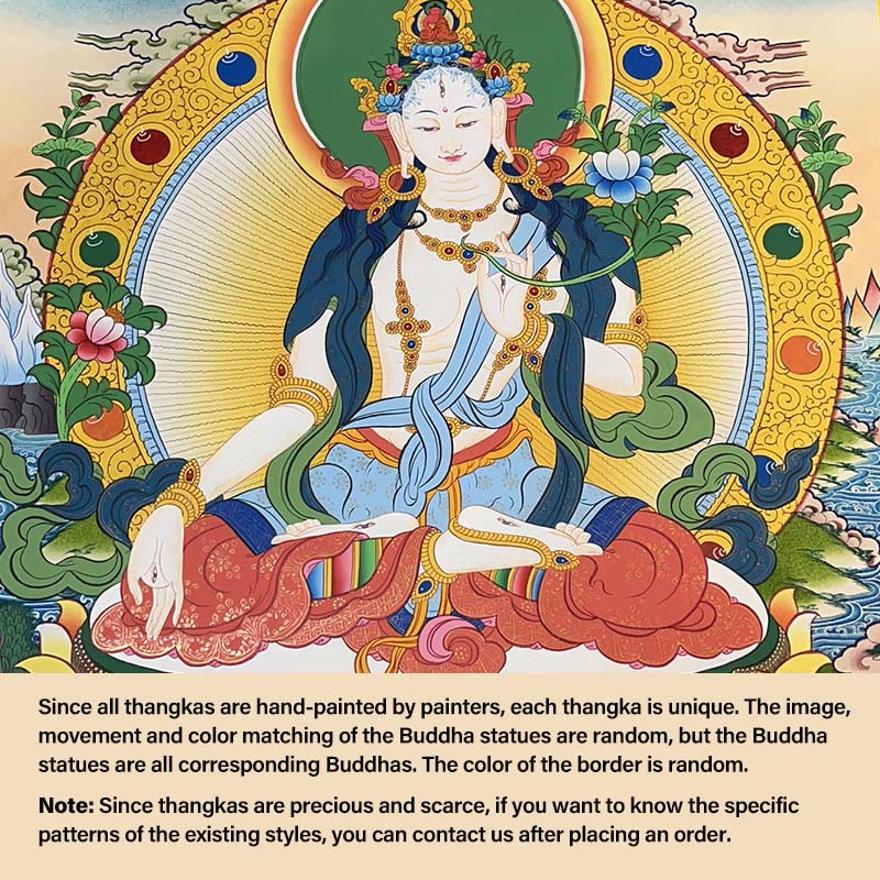Nimara Ritual Tibetan Thangka Painting Yellow God of Wealth Green Tara Avalokitesvara Handmade Decoration Blind Box(Random Style)