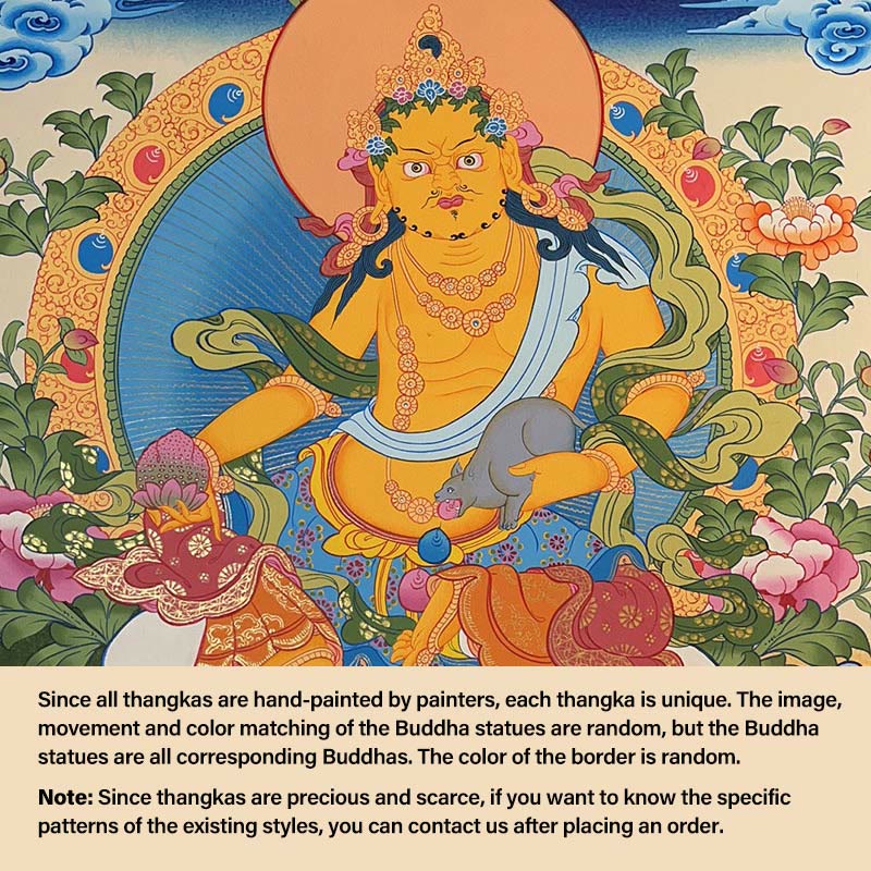 Nimara Ritual Tibetan Thangka Painting Yellow God of Wealth Green Tara Avalokitesvara Handmade Decoration Blind Box(Random Style)