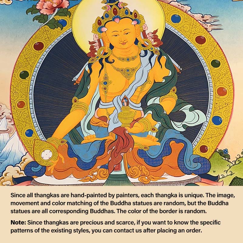 Nimara Ritual Tibetan Thangka Painting Yellow God of Wealth Green Tara Avalokitesvara Handmade Decoration Blind Box(Random Style)