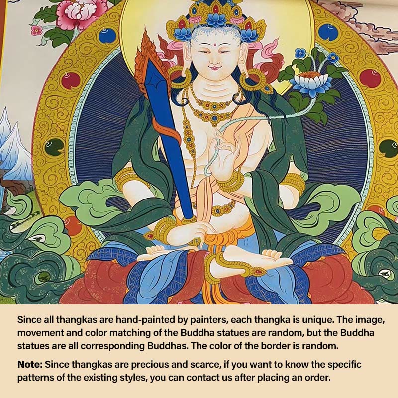 Nimara Ritual Tibetan Thangka Painting Yellow God of Wealth Green Tara Avalokitesvara Handmade Decoration Blind Box(Random Style)
