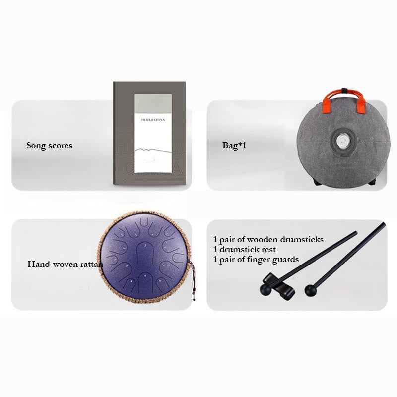 Nimara Ritual Steel Tongue Drum Sound Healing Mindfulness Meditation Drum Kit 15 Note 14 Inch Percussion Instrument