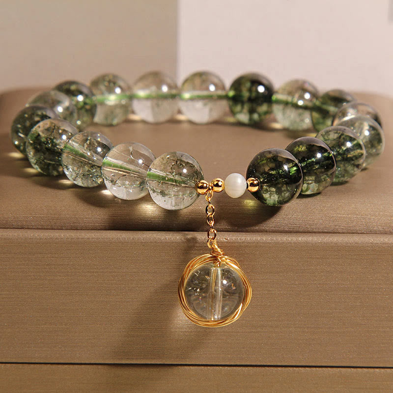 Nimara Ritual Natural Green Phantom Crystal Lucky Bracelet
