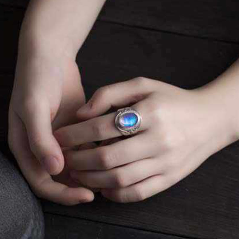 Nimara Ritual 925 Sterling Silver Handmade Natural Moonstone Healing Adjustable Ring