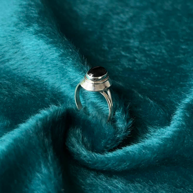Nimara Ritual 925 Sterling Silver Handmade Black Onyx Fortune Adjustable Ring