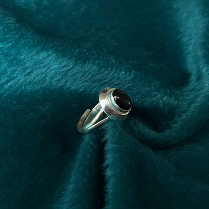 Nimara Ritual 925 Sterling Silver Handmade Black Onyx Fortune Adjustable Ring