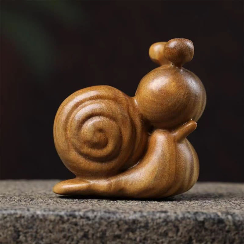 Nimara Ritual Mini Green Sandalwood Snail Carved Cure Desk Decoration