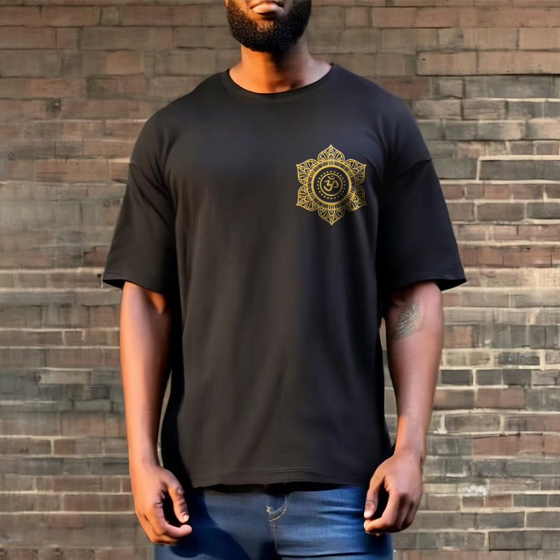 Nimara Ritual Golden Mandala OM Pattern Tee T-shirt