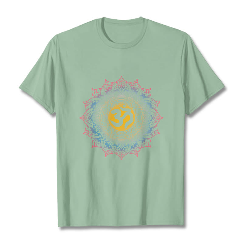 Nimara Ritual Color Gradient Mandala OM Pattern Tee T-shirt