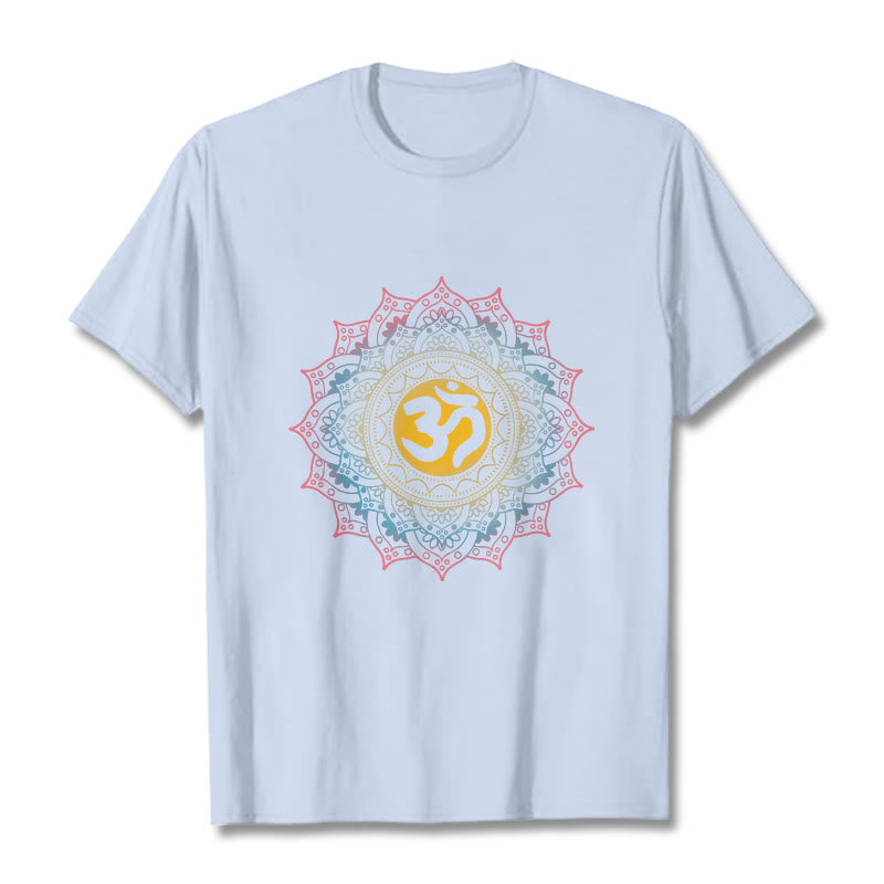 Nimara Ritual Color Gradient Mandala OM Pattern Tee T-shirt