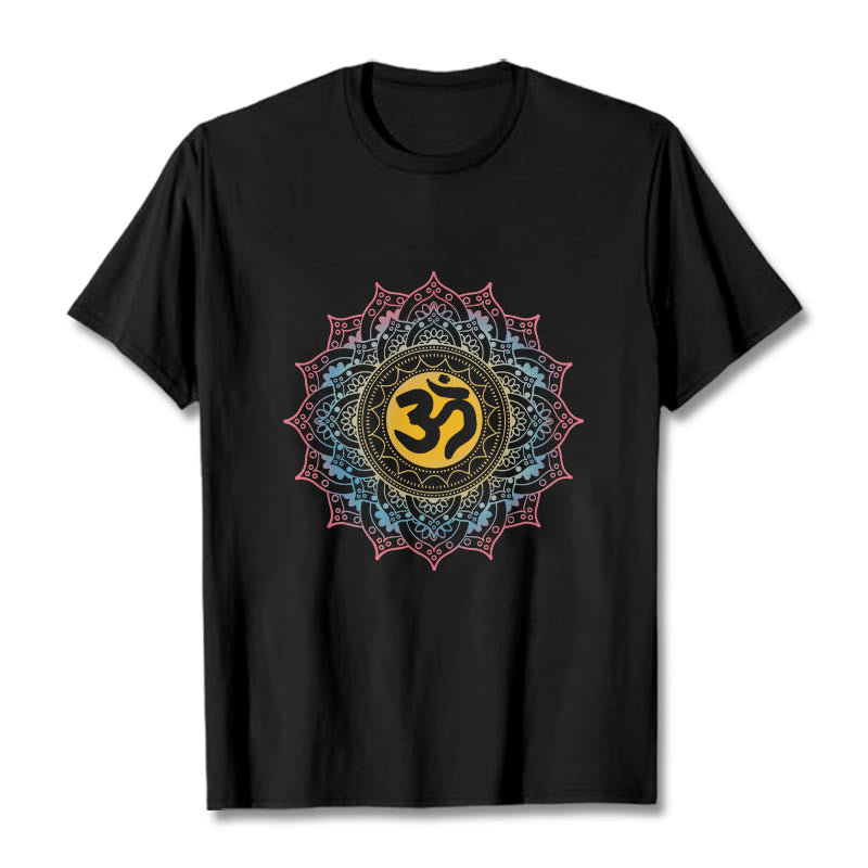 Nimara Ritual Color Gradient Mandala OM Pattern Tee T-shirt