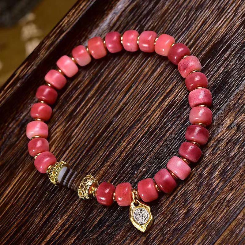 Nimara Ritual Tibetan Camel Bone Red Agate Luck Bracelet