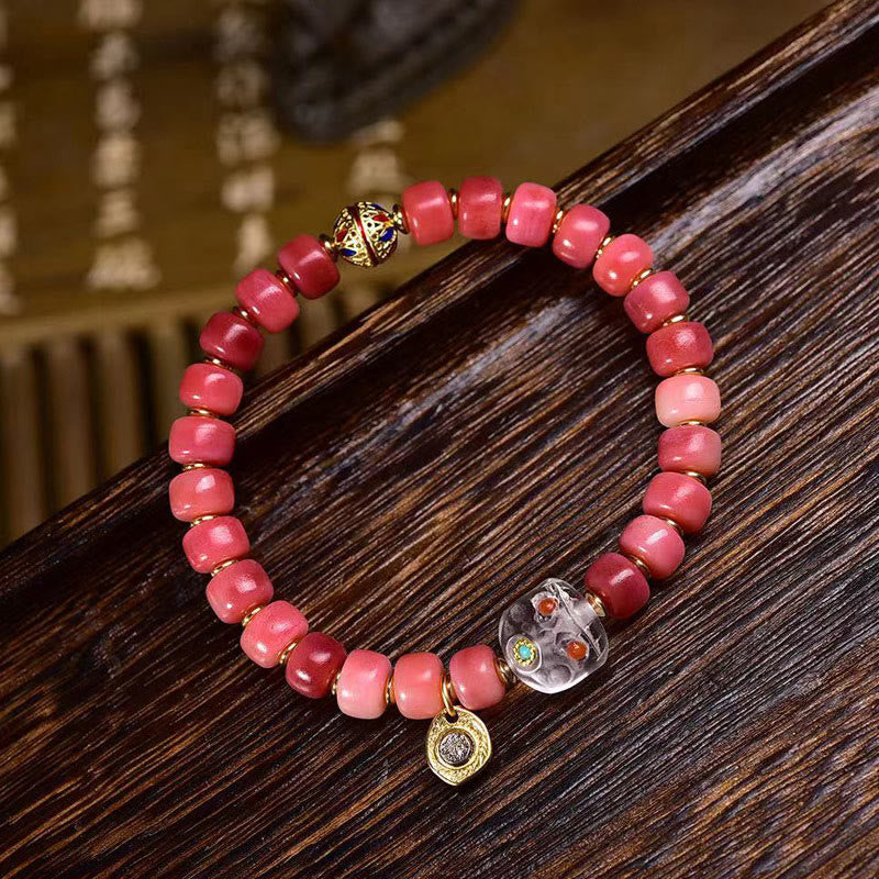 Nimara Ritual Tibetan Camel Bone Red Agate Luck Bracelet
