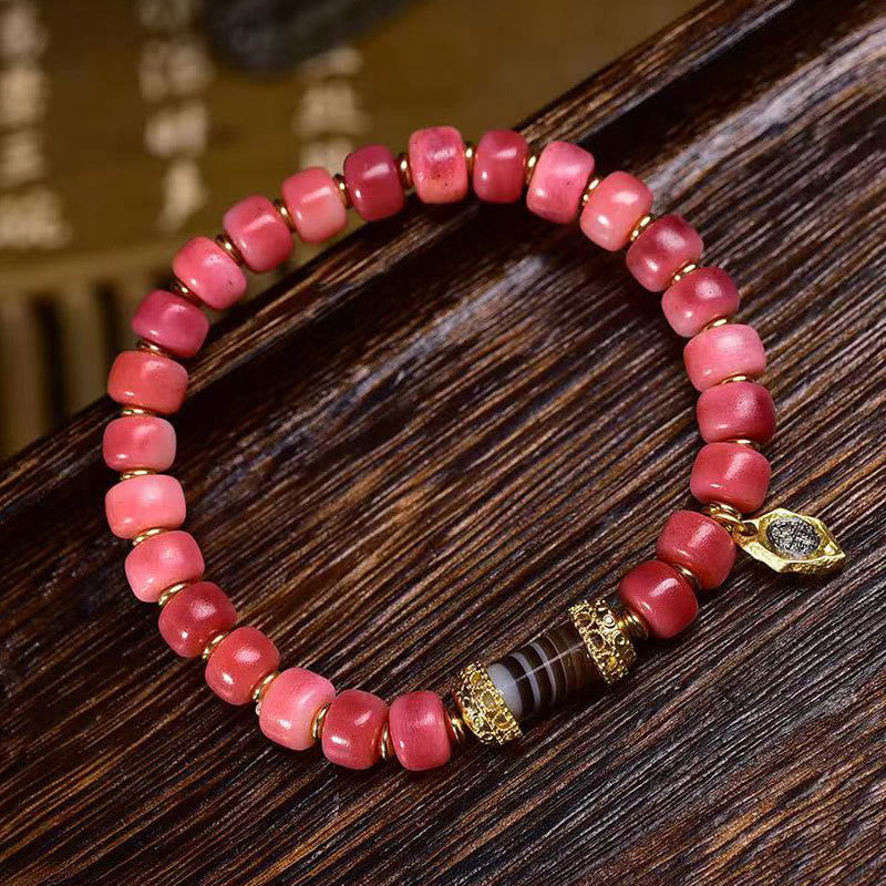 Nimara Ritual Tibetan Camel Bone Red Agate Luck Bracelet