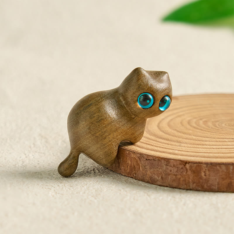 Nimara Ritual Mini Cute Stretching Cat Carved Soothing Desk Decoration