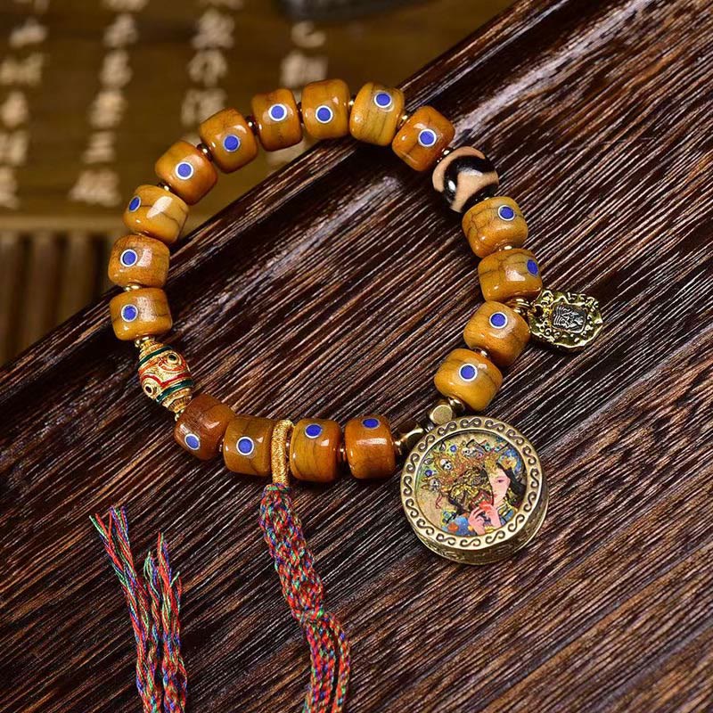 Nimara Ritual Vintage Tibetan Bone Beads Braided Rope Positive Balance Bracelet