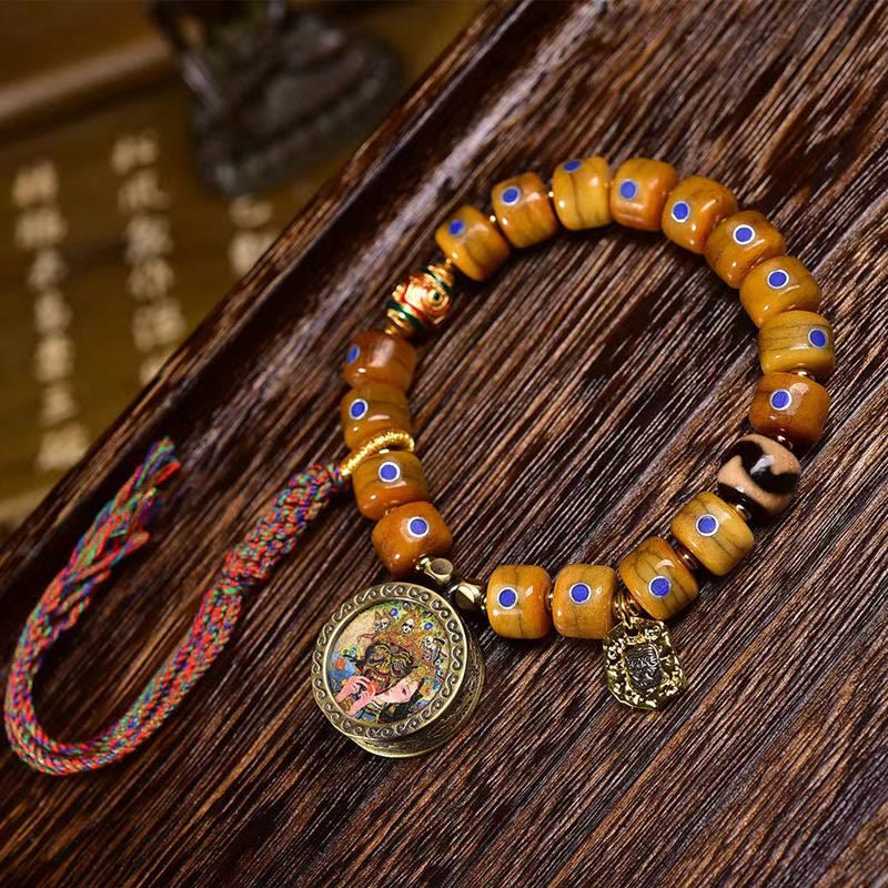 Nimara Ritual Vintage Tibetan Bone Beads Braided Rope Positive Balance Bracelet