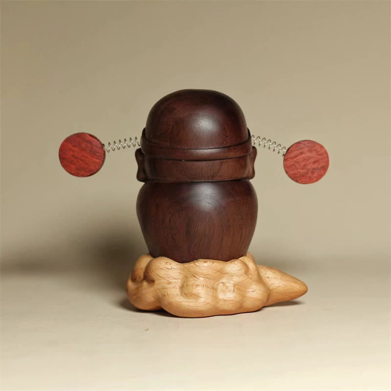 Nimara Ritual God Of Wealth Caishen Black Walnut Beech Statue Fu Character Copper Coins Home Decoration