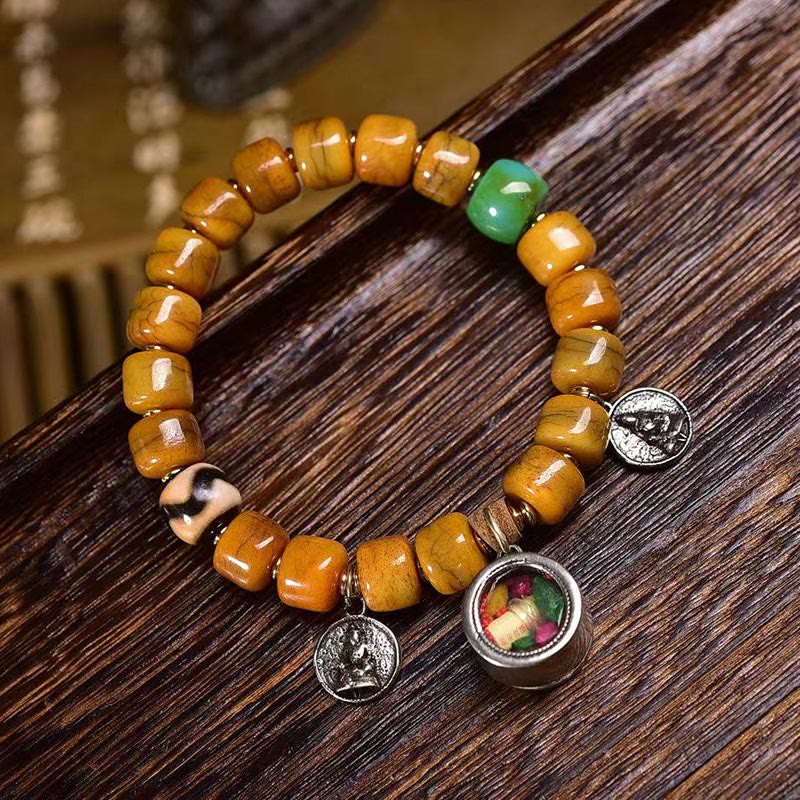 Nimara Ritual Vintage Tibetan Bone Beads Dzi Bead Cute Fox Balance Bracelet