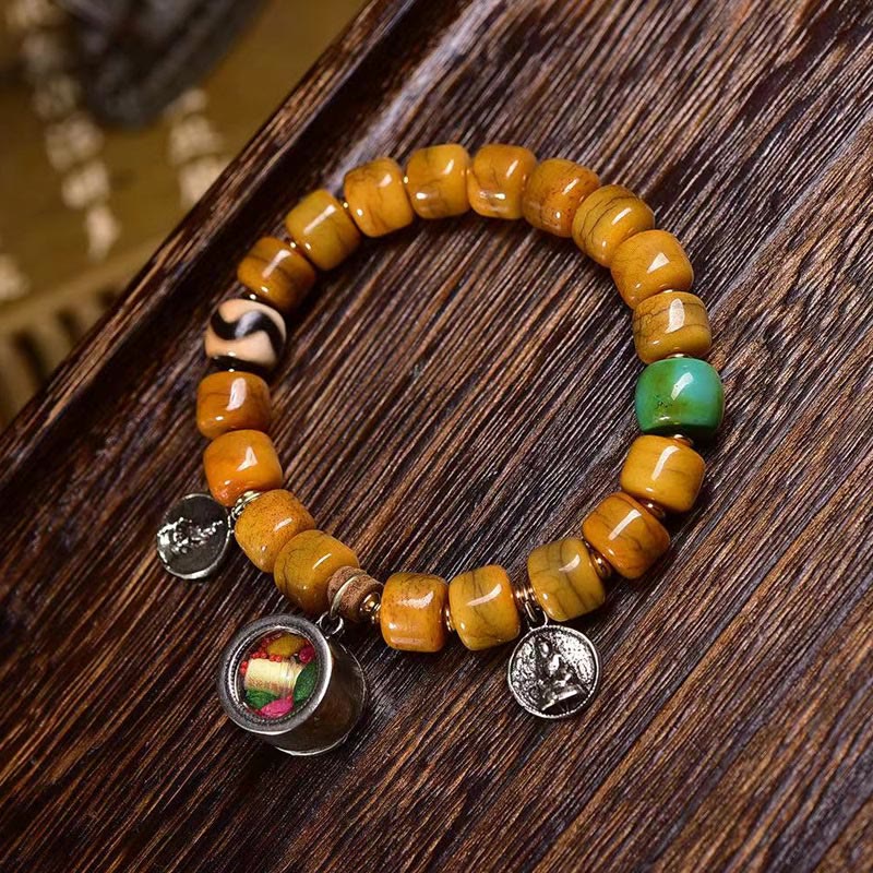 Nimara Ritual Vintage Tibetan Bone Beads Dzi Bead Cute Fox Balance Bracelet