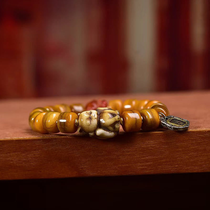 Nimara Ritual Vintage Tibetan Bone Beads Dzi Bead Cute Fox Balance Bracelet