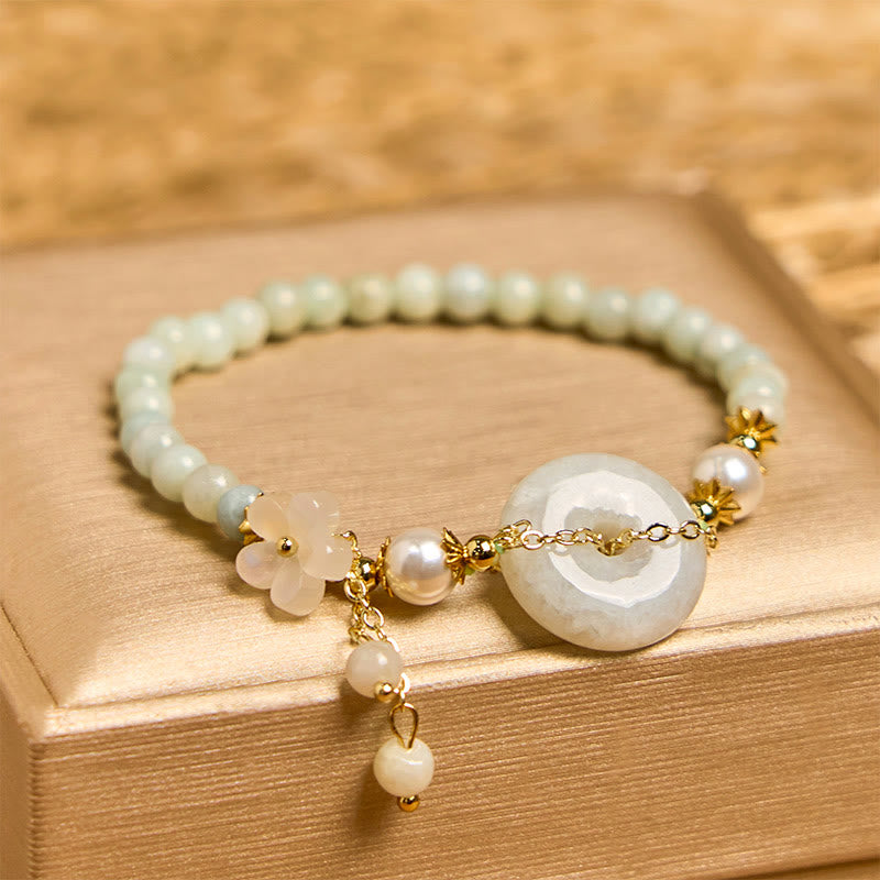 Nimara Ritual Jade Peace Buckle Beads Flower Prosperity Bracelet
