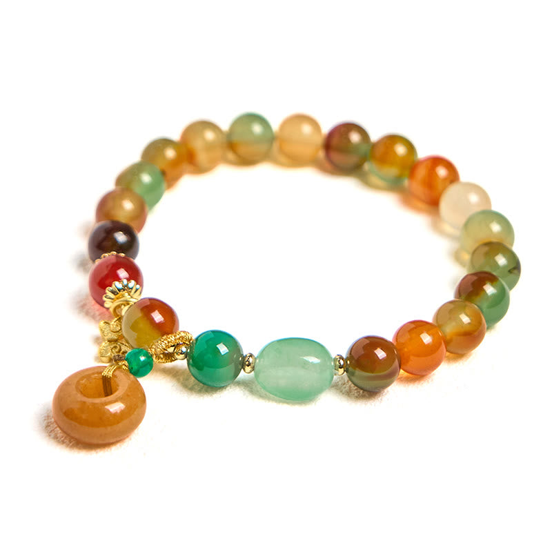 Nimara Ritual Natural Colorful Peacock Agate Butterfly Peace Buckle Lily Of The Valley Support Bracelet