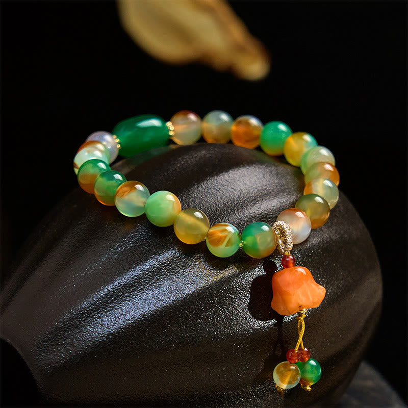 Nimara Ritual Natural Colorful Peacock Agate Butterfly Peace Buckle Lily Of The Valley Support Bracelet