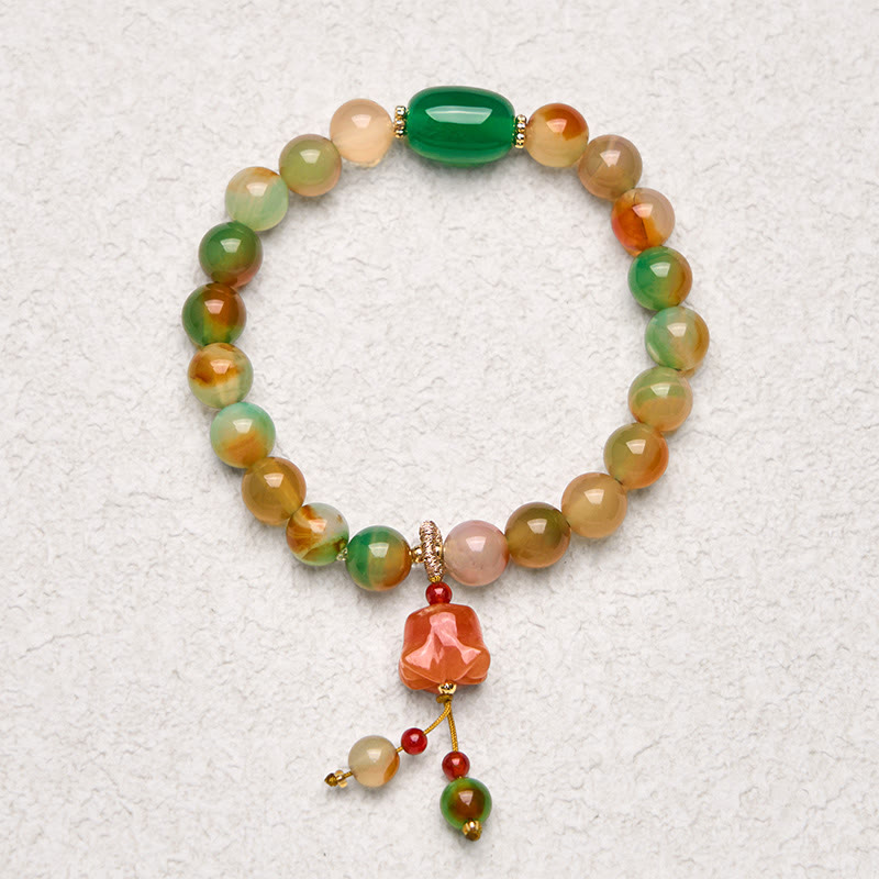Nimara Ritual Natural Colorful Peacock Agate Butterfly Peace Buckle Lily Of The Valley Support Bracelet