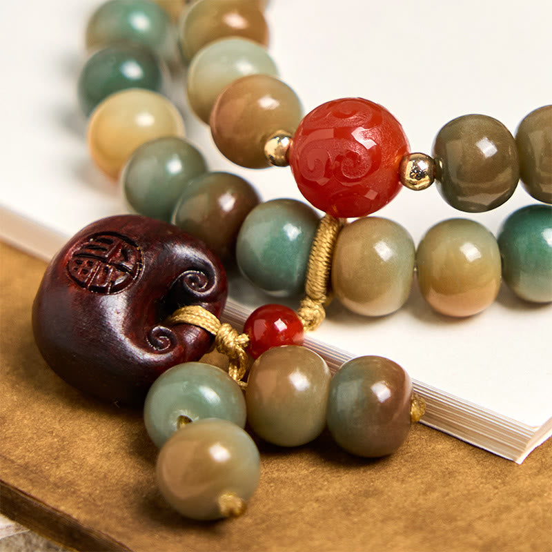 Nimara Ritual Colorful Bodhi Seed Harmony Double Wrap Bracelet