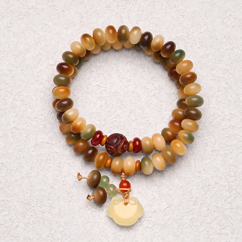 Nimara Ritual Colorful Bodhi Seed Peace Lock Charm Wisdom Abacus Beads Double Wrap Bracelet