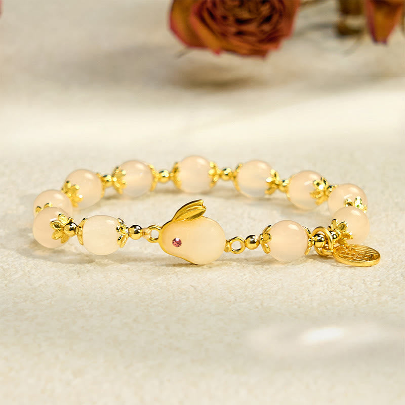 Nimara Ritual Red Agate Chalcedony Rabbit Fu Character Confidence Bracelet