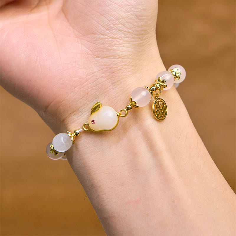 Nimara Ritual Red Agate Chalcedony Rabbit Fu Character Confidence Bracelet