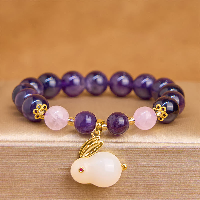 Nimara Ritual Natural Amethyst Rabbit Beads Inner Peace Bracelet