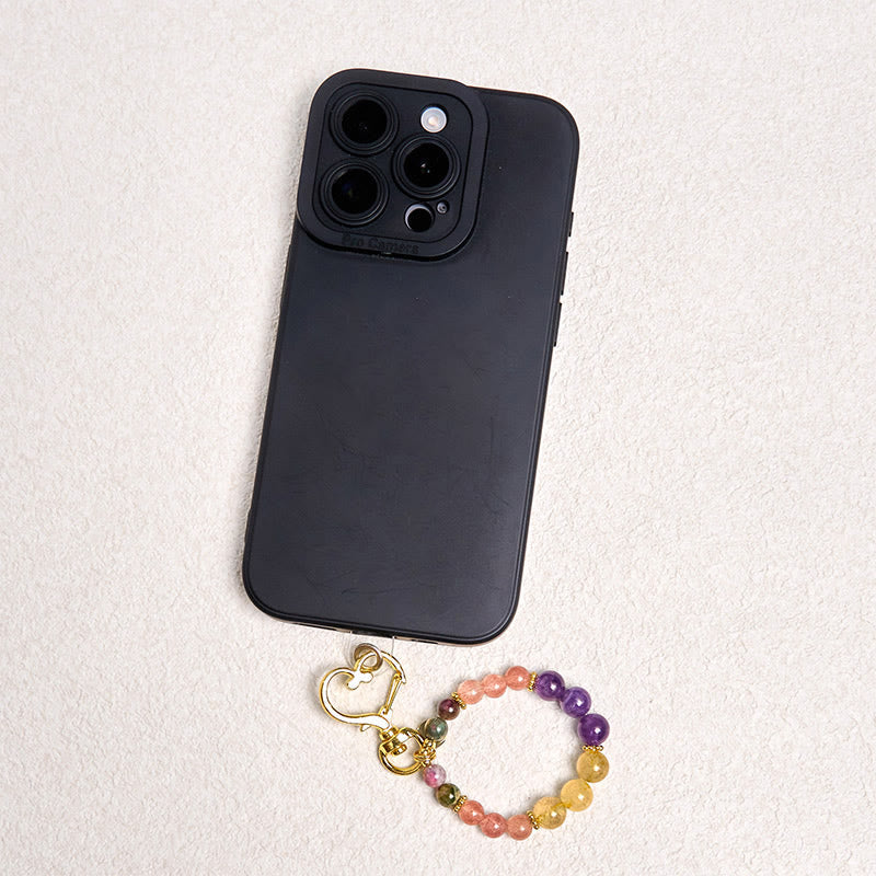 Nimara Ritual Natural Strawberry Quartz Amethyst Citrine Beads Love Key Chain Hanging Decoration