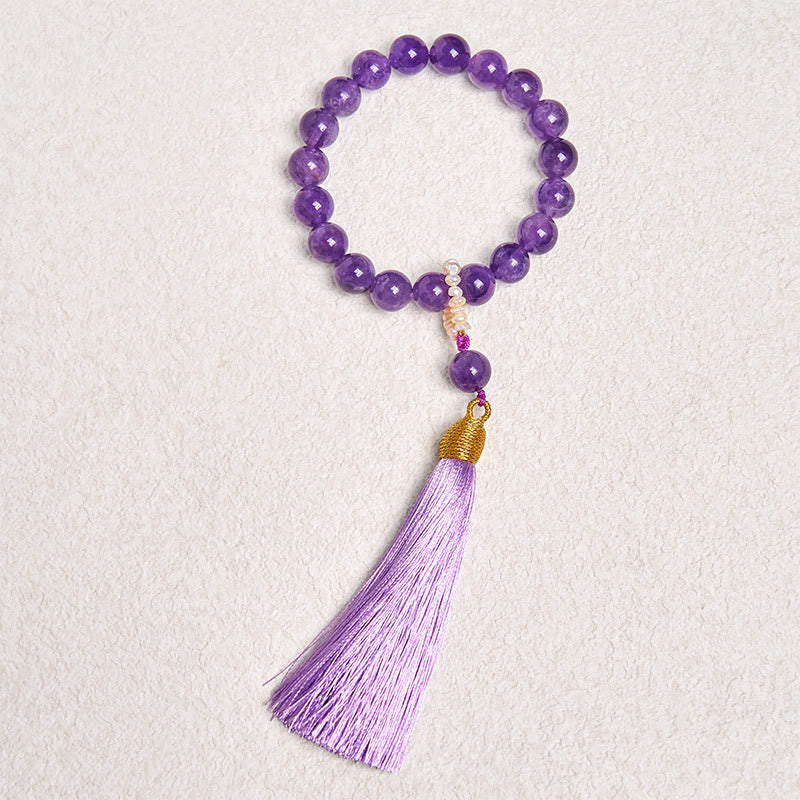 Nimara Ritual Natural Amethyst Beads Meditation Tassels Bracelet
