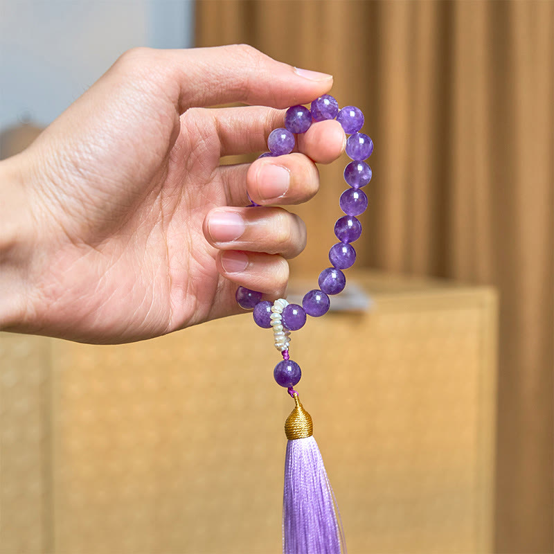 Nimara Ritual Natural Amethyst Beads Meditation Tassels Bracelet